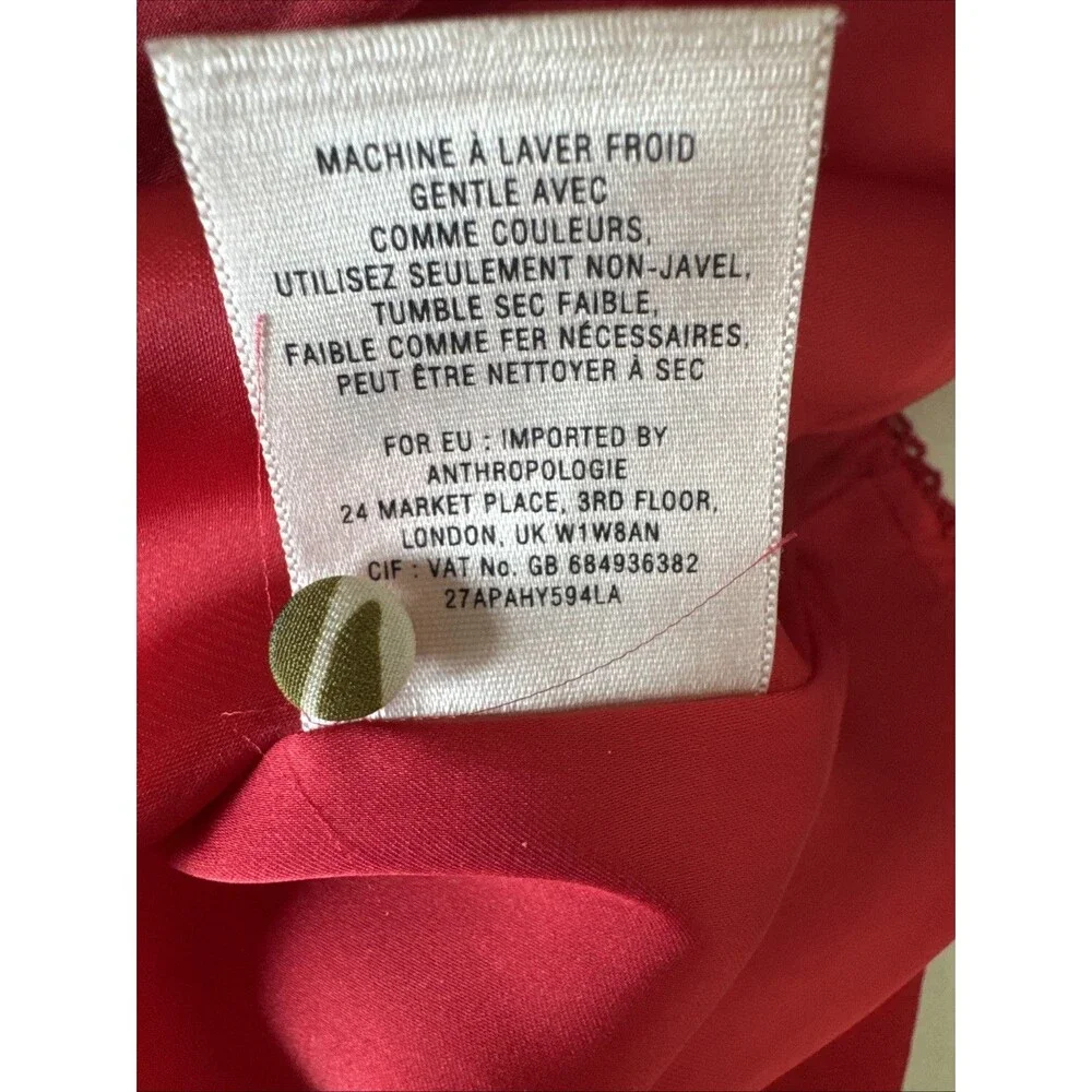 Anthropologie Vanessa Virginia Persian Rose Dress Tassels Red Navy White Small - Picture 8 of 14